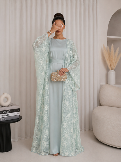 Kimono Scintillant en Dentelle Fleurie